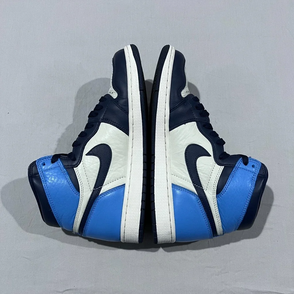 Nike Air Jordan Mens 1 Retro High OG Obsidian Leather Sneakers High Top Size 9M